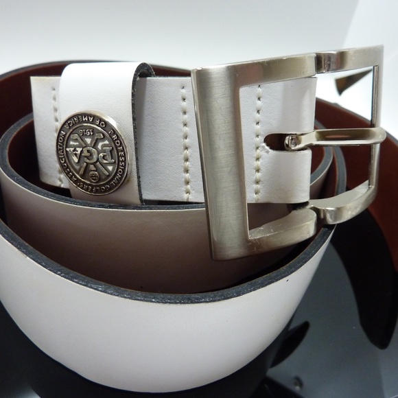 YRI PGA GOLF CLUB YRI WHITE MADE IN USA Leather Mens Belt Sz. 38/95 - Picture 3 of 7